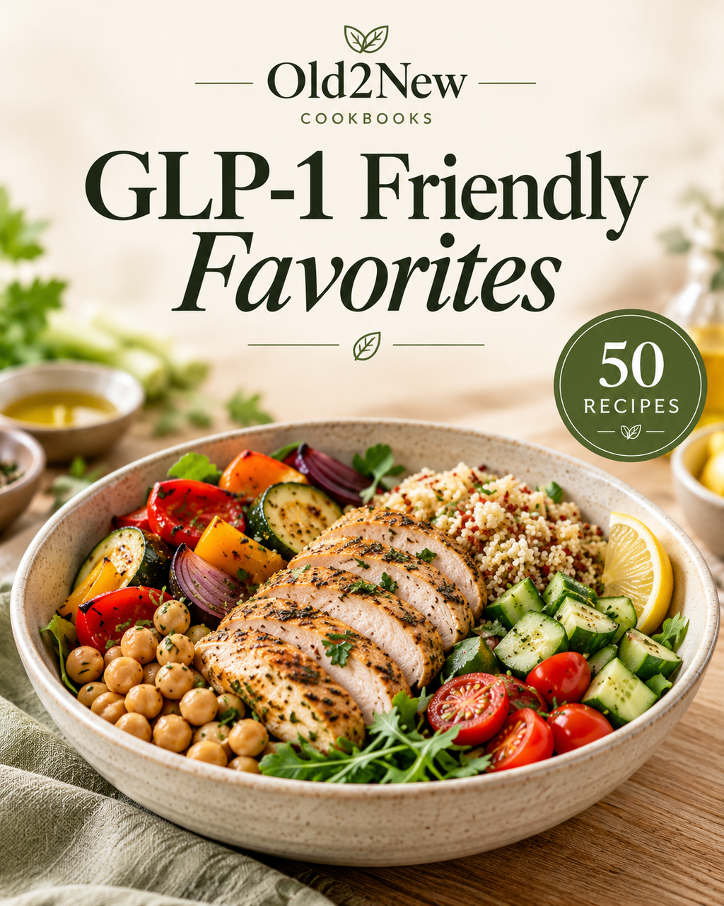 GLP-1 Friendly Favorites — 50-Recipe Digital Cookbook by Old2New Cookbooks