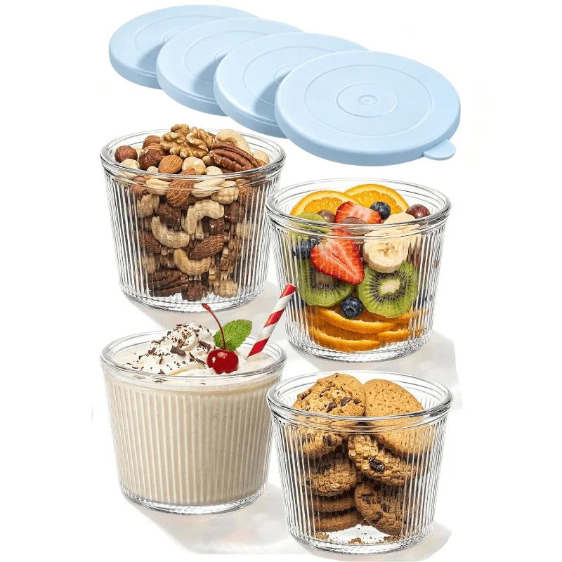 Ribbed Glass Prep Bowls with Lids