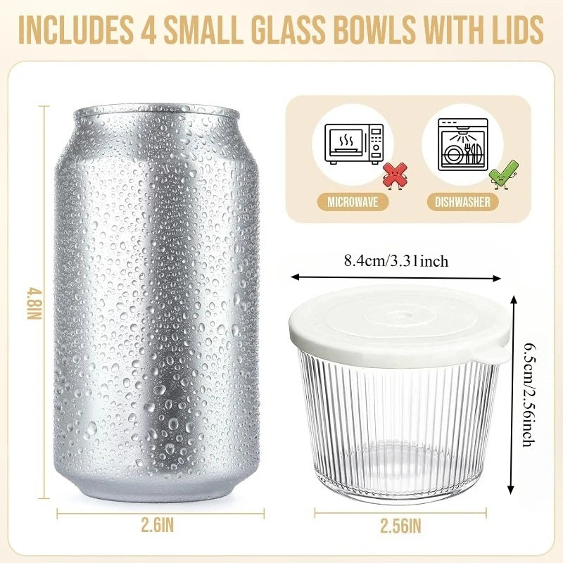 Ribbed Glass Prep Bowls with Lids