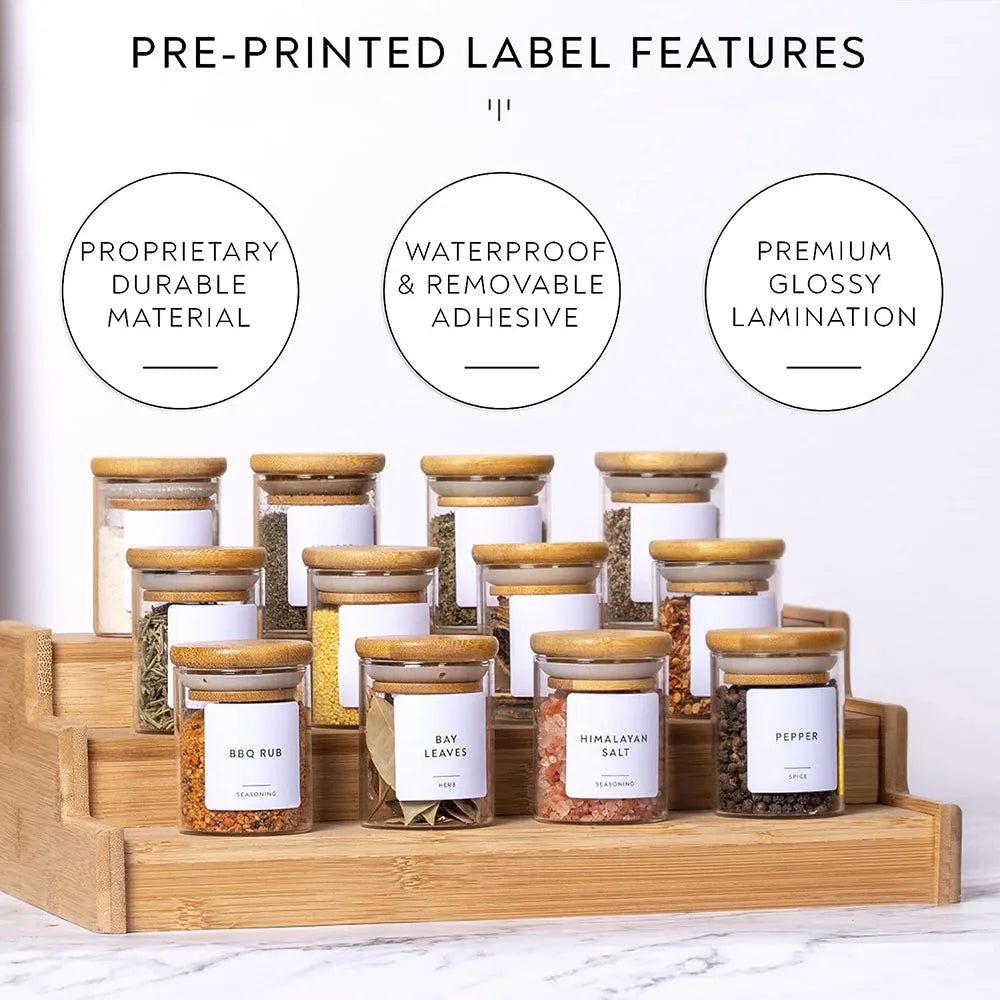 Glass Spice Jars with Bamboo Lids