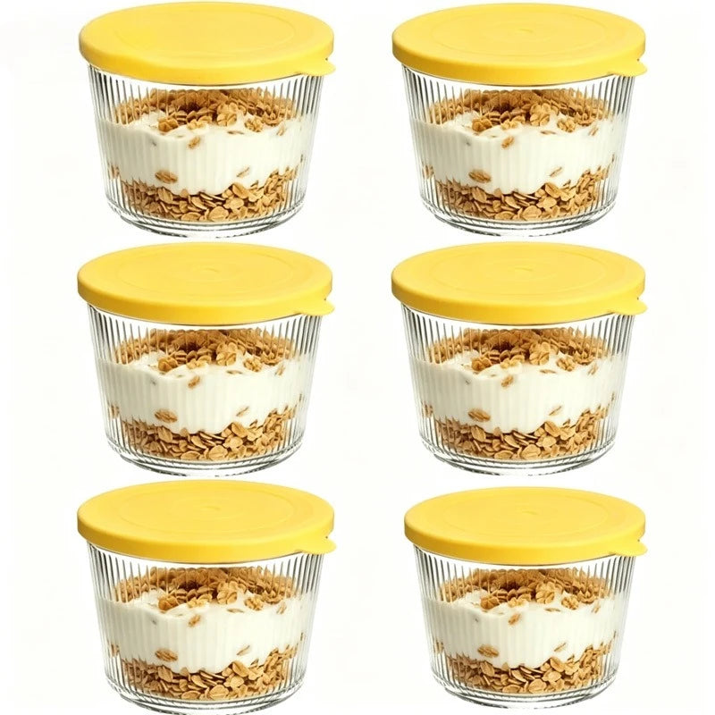 Ribbed Glass Prep Bowls with Lids
