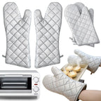 Extra-Long Silver Oven Mitts — Pair