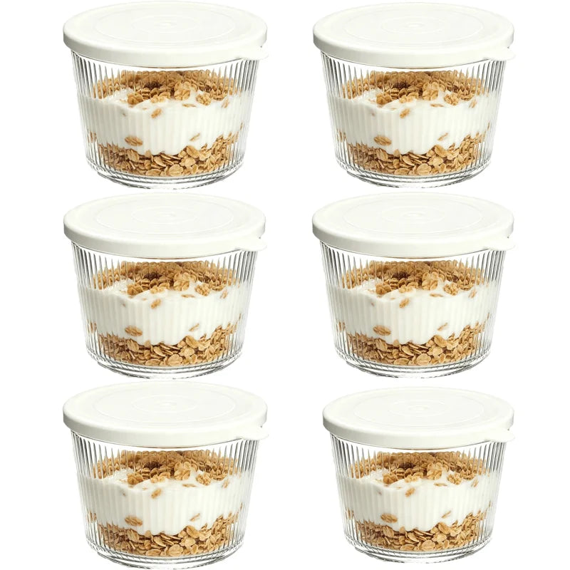 Ribbed Glass Prep Bowls with Lids