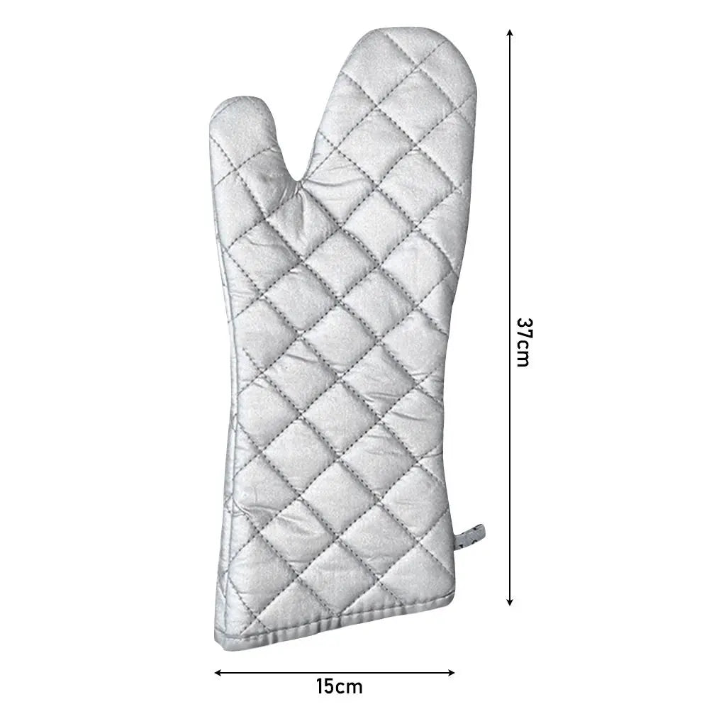 Extra-Long Silver Oven Mitts — Pair