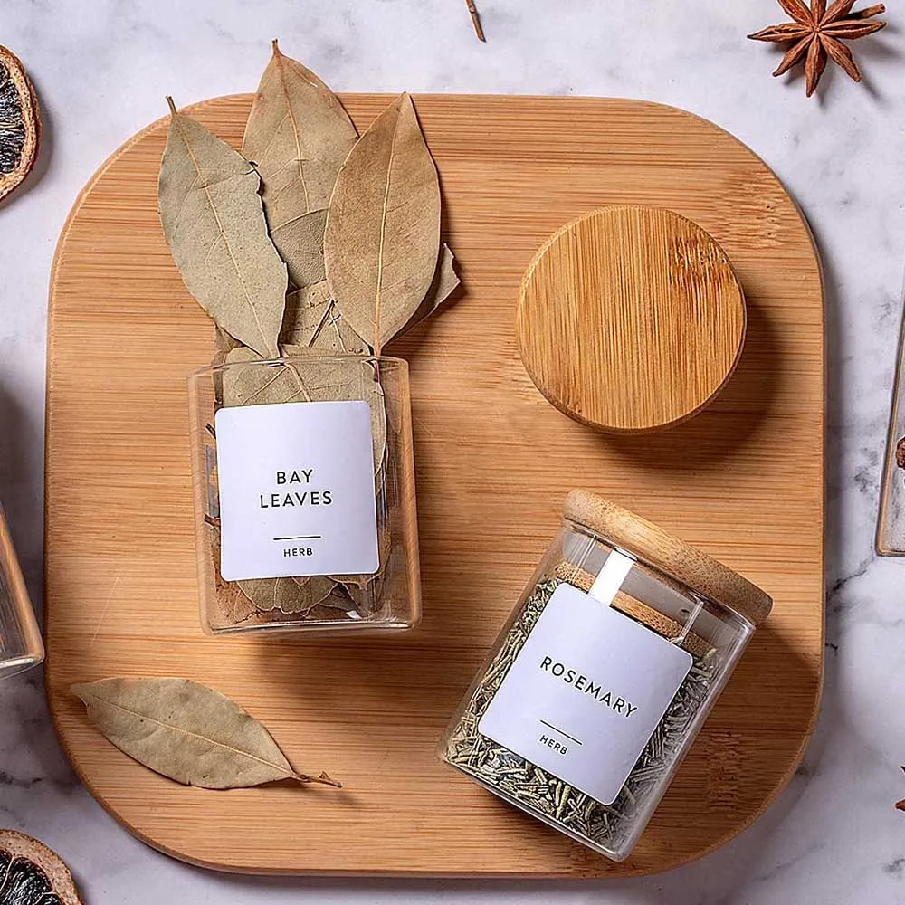 Glass Spice Jars with Bamboo Lids
