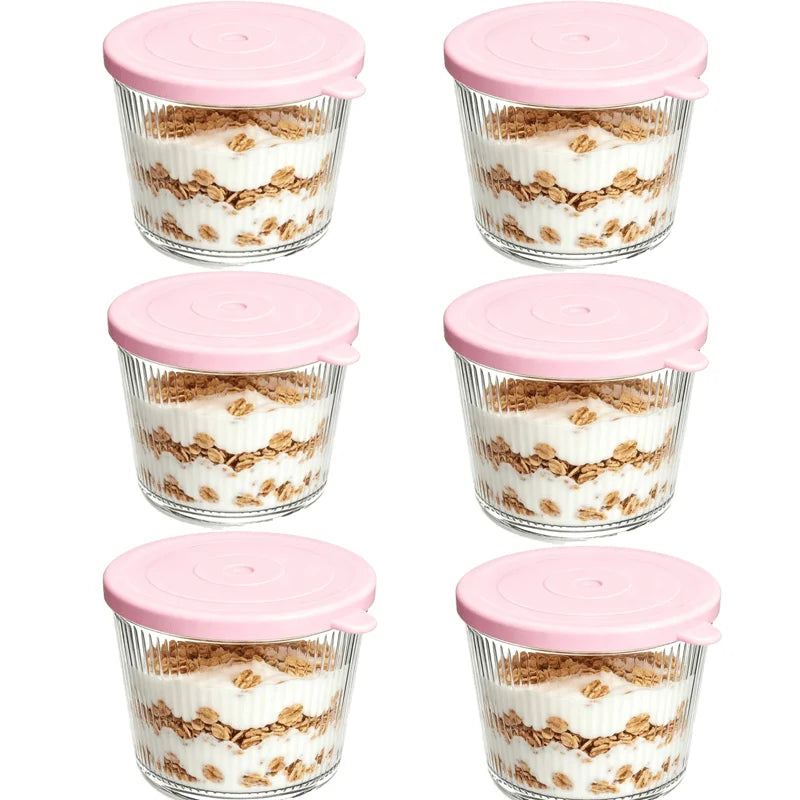 Ribbed Glass Prep Bowls with Lids