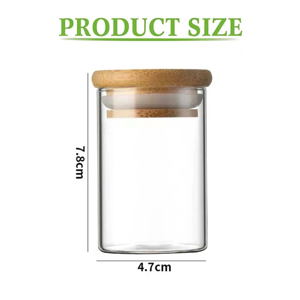 Glass Spice Jars with Bamboo Lids