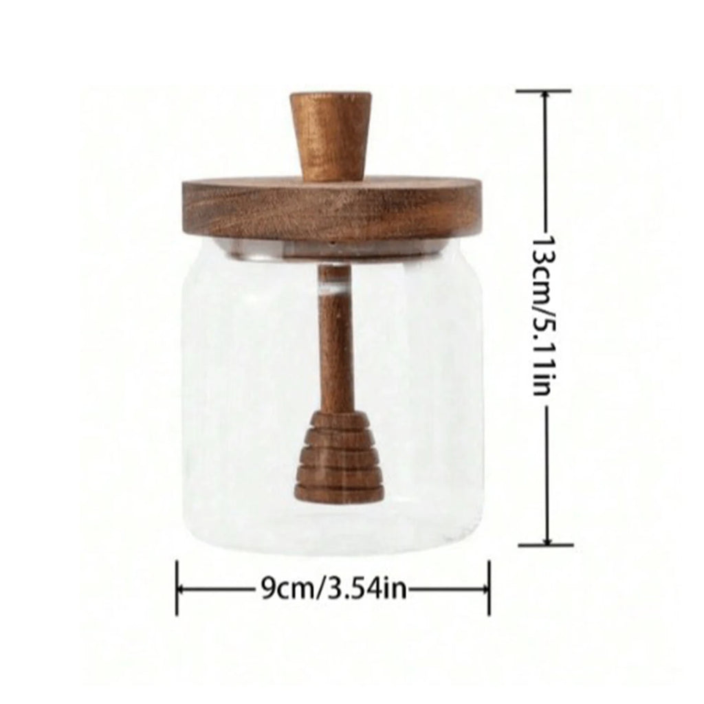 Glass Honey Jar with Wooden Dipper