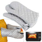 Extra-Long Silver Oven Mitts — Pair