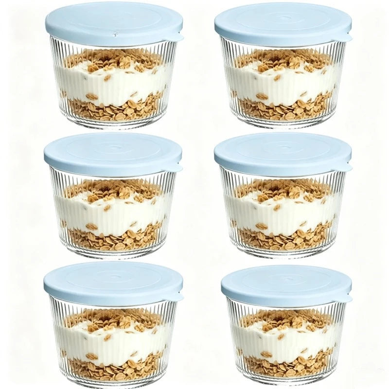 Ribbed Glass Prep Bowls with Lids