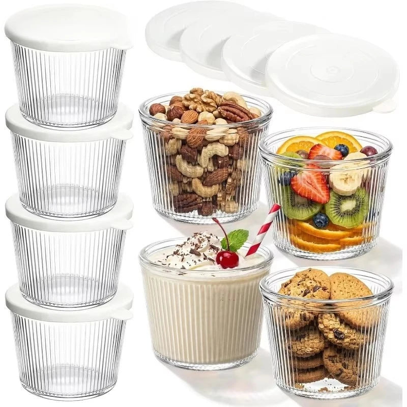 Ribbed Glass Prep Bowls with Lids