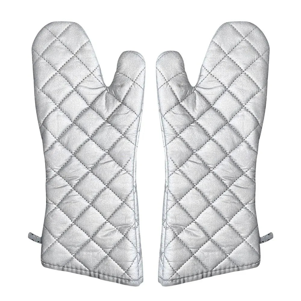 Extra-Long Silver Oven Mitts — Pair