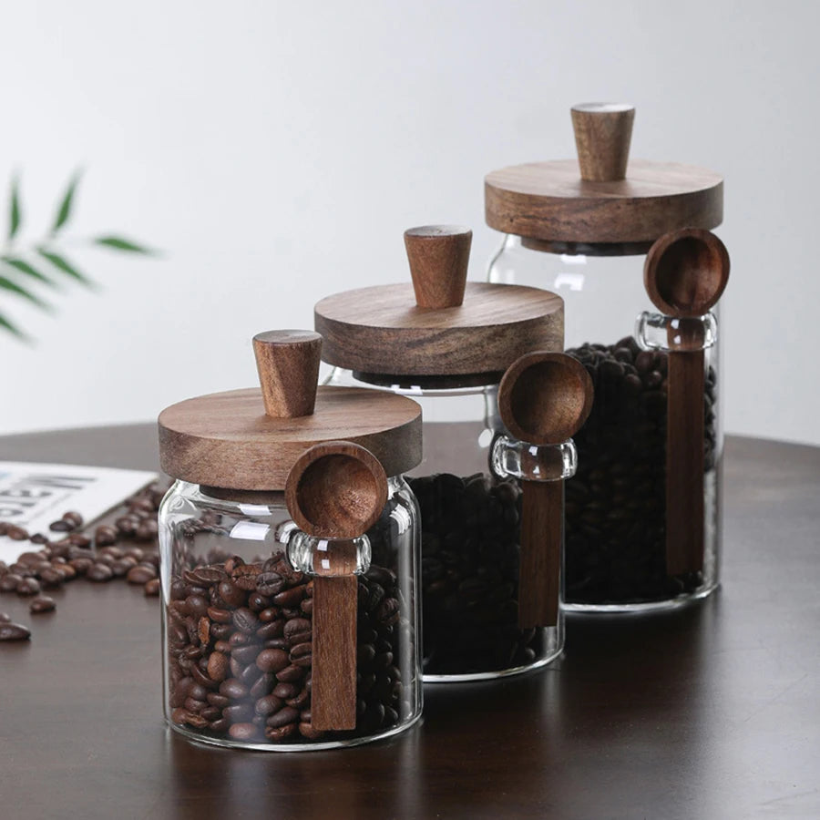 Glass Pantry Jar with Wooden Lid & Scoop