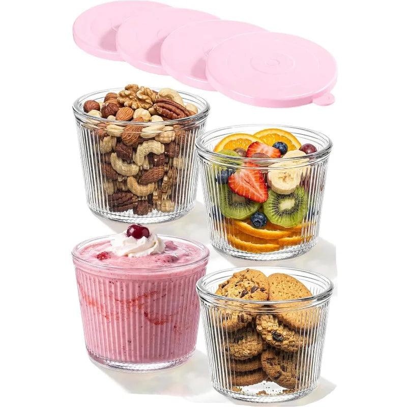 Ribbed Glass Prep Bowls with Lids