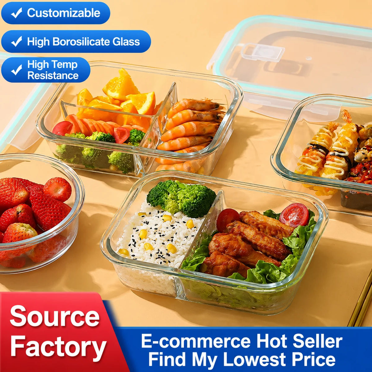 Divided Glass Meal Prep Containers