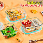 Divided Glass Meal Prep Containers