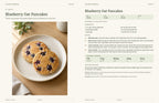 Sample recipe spread from Comfort Food, Made New: Blueberry Oat Pancakes breakfast recipe with photo, ingredients, directions and nutrition