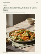 Chicken Piccata with Artichokes & Green Beans — recipe page from the Diabetic-Friendly Favorites cookbook