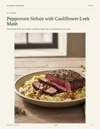 Peppercorn Sirloin with Cauliflower-Leek Mash — recipe page from the Diabetic-Friendly Favorites cookbook